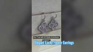 Элегантные серебряные серьги Lucky Flower 925 пробы персиково-розового цвета с CZ