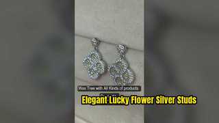 Элегантные серебряные серьги-гвоздики Apple Green Lucky Flower, синие серьги-гвоздики с CZ
