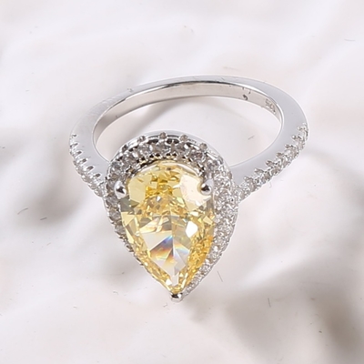 Излучающая режа груша сформировала кольцо с бриллиантом серебряных CZ колец 2.6g 925 стерлинговое серебряное