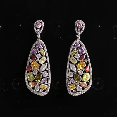 Ювелирные изделия красочных серег обруча моды Handmade 925 стерлинговых серебряных серег драгоценной камня
