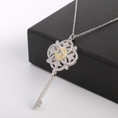 Ожерелье CZ самого последнего ключа сердца привесное для женщин очаровывает стерлинговый серебряный шкентель 925