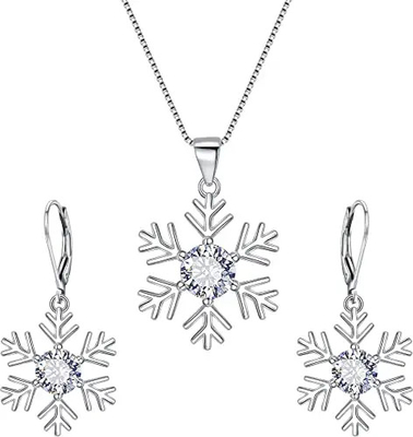 Набор серьги ожерелья ювелирных изделий CZ925 снежинки женщин свадьбы захвата серебряный серебряный