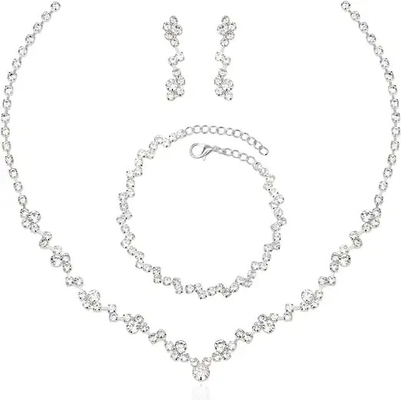 Набор серьги и браслета ожерелья Кристл набора ювелирных изделий 925 женщин свадьбы серебряный