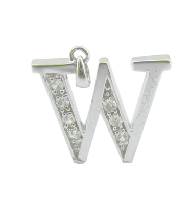 W Letter Jewelry Accessory 925 Silver CZ Pendant For Summer Holiday Looks Alphabet Алфавитный подвесок