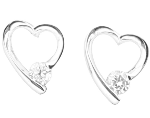 Сердечная серьга Stud 925 Серебряные серьги CZ Малый камень Cz 1,0-1,25 мм Идеально подходит для любого случая
