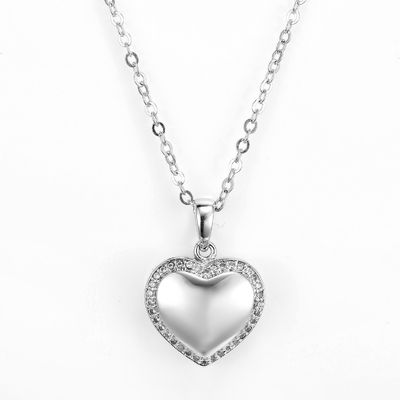 шкентель сердца дня Святого Валентина родия 3.15g 925 серебряный CZ привесной