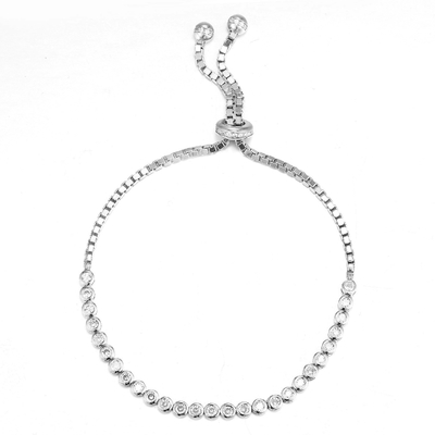 Стерлинговый серебряный браслет диаманта пасьянса камня браслета 2.4mm Bolo CZ круглый