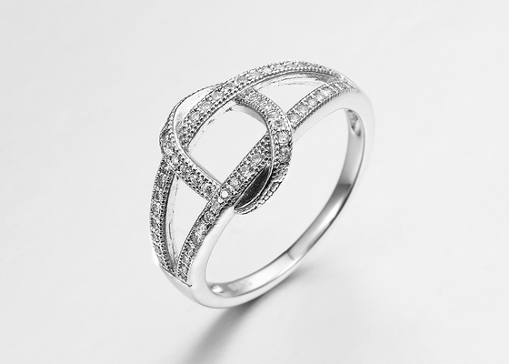 2.80g изогнуло кольца обручального кольца 2.5mm CZ серебряные с камнями для дам