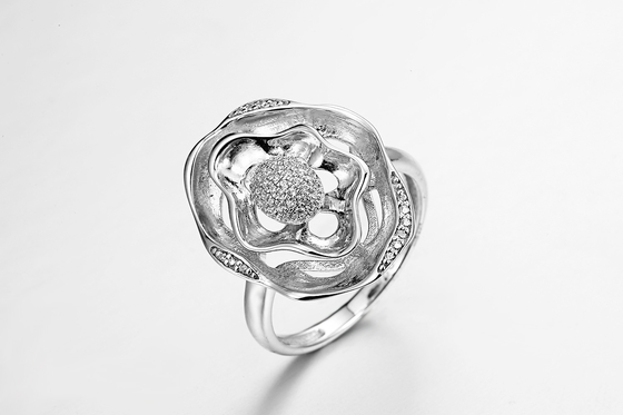 «Двойной цветок любов» 925 стерлинговый серебряный CZ звенит Pinky кольцо обещания