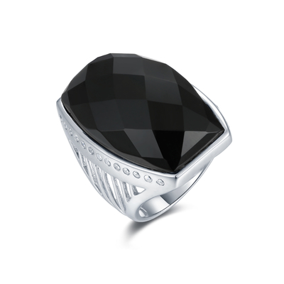 Кольца драгоценной камня квадрата 925 серебряные очаровывают винтажное черное кольцо камня агата