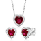 Свадьба женщин 925 стерлинговая серебряная устанавливает серьги Zirconia сердца красные и привесной набор
