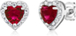 Свадьба женщин 925 стерлинговая серебряная устанавливает серьги Zirconia сердца красные и привесной набор