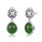 Изготовленные на заказ винтажные 925 стерлинговых серебряных серег драгоценной камня серег овальных зеленых