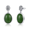 Изготовленные на заказ винтажные 925 стерлинговых серебряных серег драгоценной камня серег овальных зеленых