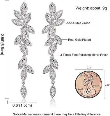 Стерлинговые серебряные кубические серьги Zirconia, стерлинговые серебряные серьги падения сердца 0.8g