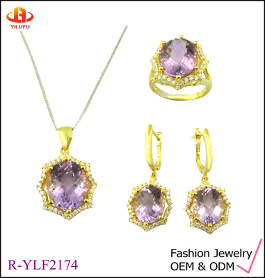 Классический серебряный ювелирный набор 925 с AAA Cz Stone Dangle Pendant