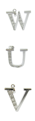W Letter Jewelry Accessory 925 Silver CZ Pendant For Summer Holiday Looks Alphabet Алфавитный подвесок