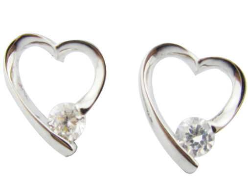 Сердечные серебряные серьги 925 CZ Романтические аксессуары Девочки Стерлинговые серебряные серьги Маленькое серебряное сердце