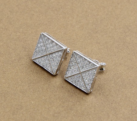 AAA CZ Solitaire Stud Серёжки из серебра для ювелирных изделий Square Earring Sterling silver cubic zirconia
