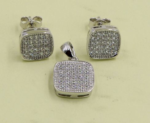 AAA CZ Solitaire Stud Серёжки из серебра для ювелирных изделий Square Earring Sterling silver cubic zirconia