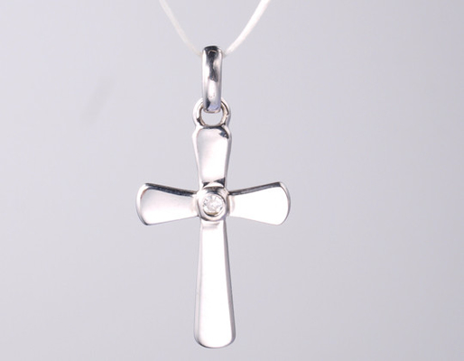 925 Sterling Silver Pendant с цирконом Религиозный подвесок Черепный крест Подвесок с 19' Chain hip hop ice