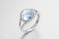 диапазон AAA CZ кольца голубого камня сапфира 3.8g серебряный для женщин