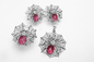 Стерлинговое серебряное ожерелье драгоценной камня Swarovski шкентеля сети паука красное рубиновое
