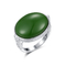Кольца стерлинговая серебряная 16x20mm нефрита Birthstone Стрелца форма овала зеленого