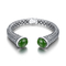 Жемчуг Bangles 10x12mm кристаллов 925 камней стерлинговый серебряный формирует зеленый нефрит