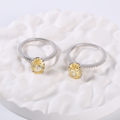 Яйцо сформировало обручальные кольца 2.6g 925 Moissanite серебряный CZ звенит блестящее