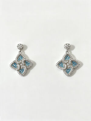 Кольца из серебра 925 CZ Орешки из серебра аквамарина + белый кубический цирконий Орешки, предназначенные для комфортного ношения и длительного блеска