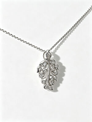 White Rhodium 925 Silver CZ Pendant Blooming Cute Grape Pendant with Rolo Chain Jewellery Factory White AAA Bezel CZ Stones 22*17.5mm Size 5.35g Total Weight Necklace Grape