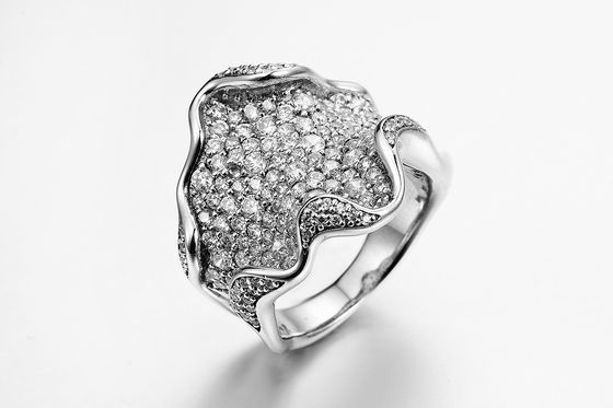 Сетевидные женские кубические диапазоны годовщины Cz стерлингового серебра обручальных колец 9.84g Zirconia