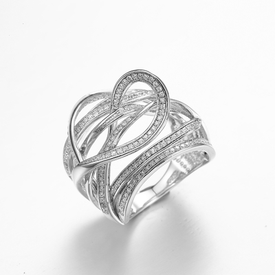 Сердце сжимало 925 серебр серебряного Zirconia кольца сердца колец 10.79g Пандоры CZ ясного кубического стерлинговый