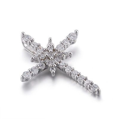 шкентель медали St Венедикта привесных людей кубического Zirconia белого золота 2.5mm