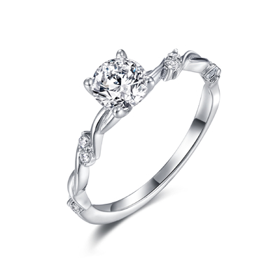 обручальное кольцо AAA шатона круга 5.5mm Moissanite установленное ранг стерлинговый серебр 925