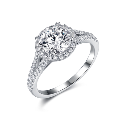 Круглый стерлинговый серебряный стиль обручальных колец 8.0mm Moissanite сверкная